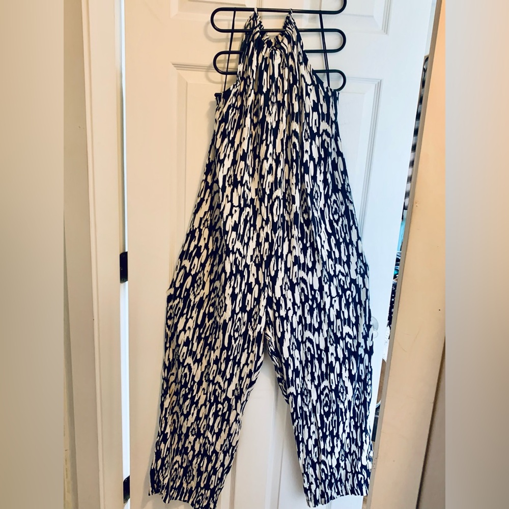 Mango MNG Abstract Jumpsuit with Wide-Leg Design